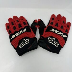 Fox Racing Clarino Pawtector Gloves 2014 Red Black Men's Medium MX MTB Used READ